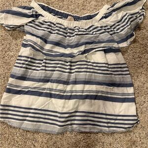 LOFT Blue and White Striped Top